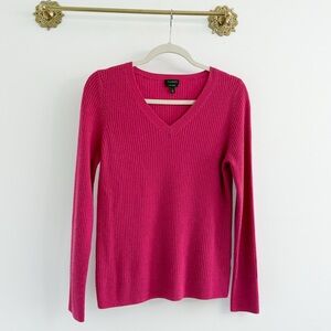 Talbots Cashmere Pink Ribbed V Neck Sweater Medium